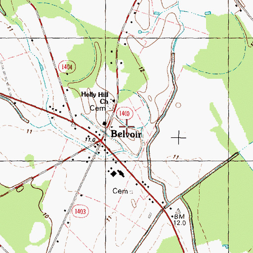 Topographic Map of Bells Crossroads, NC