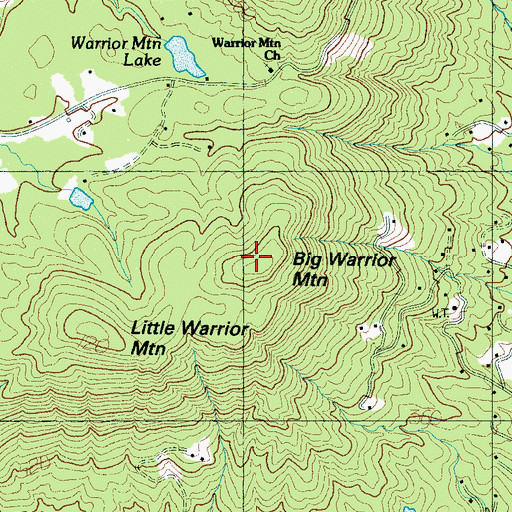 Topographic Map of Big Warrior Mountain, NC
