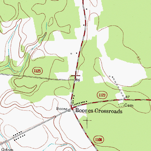 Topographic Map of Boones Crossroads, NC