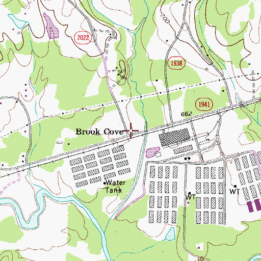 Topographic Map of Brook Cove, NC