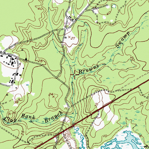 Topographic Map of Browns Swamp, NC