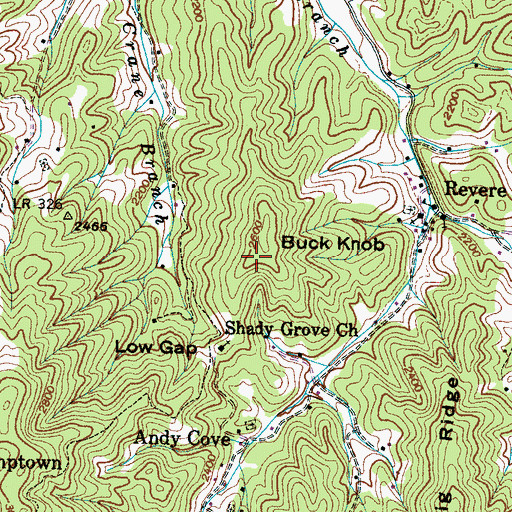 Topographic Map of Buck Knob, NC