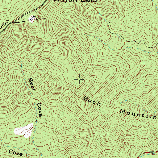 Topographic Map of Buck Mountain, NC