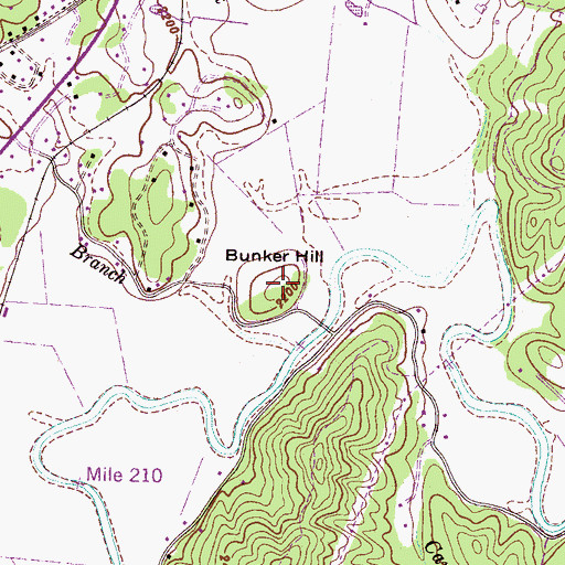 Topographic Map of Bunker Hill, NC