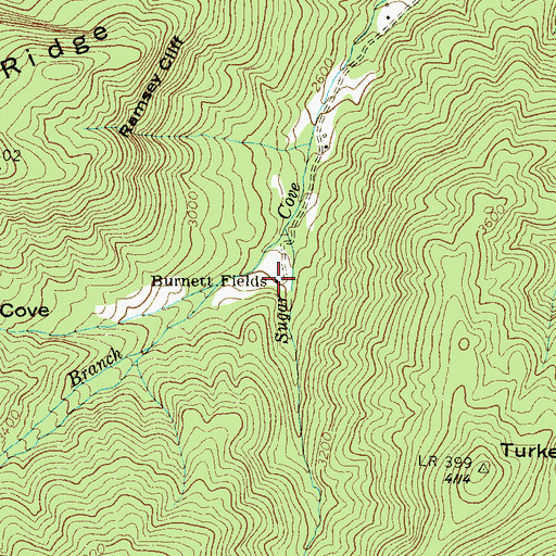 Topographic Map of Burnett Fields, NC