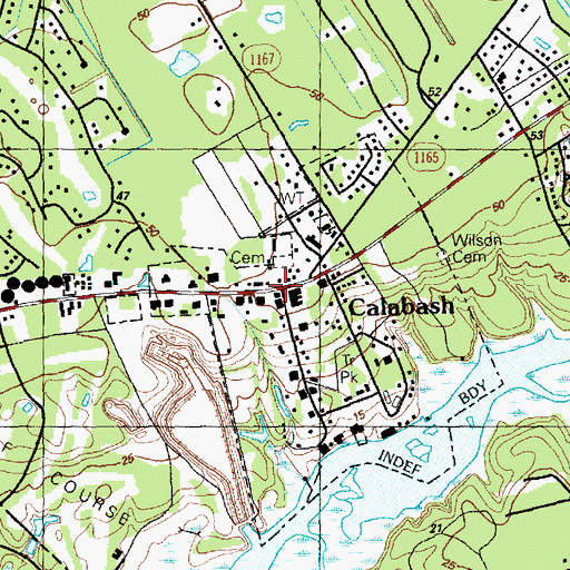 Topographic Map of Calabash, NC