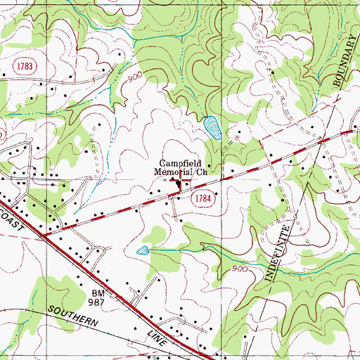 Topographic Map of Campfield Memorial Church, NC