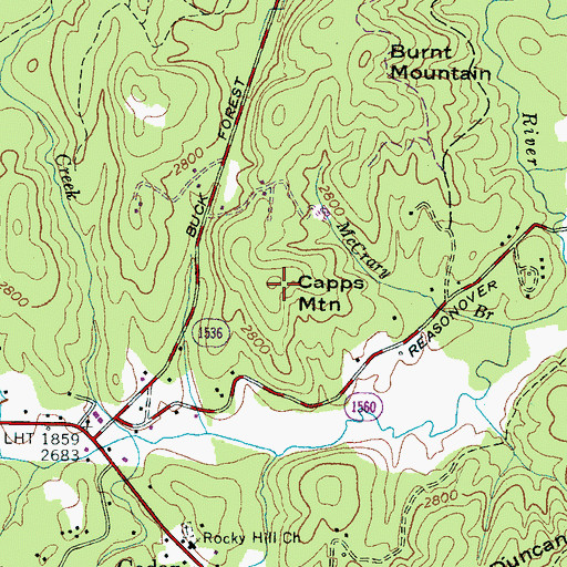 Topographic Map of Capps Mountain, NC