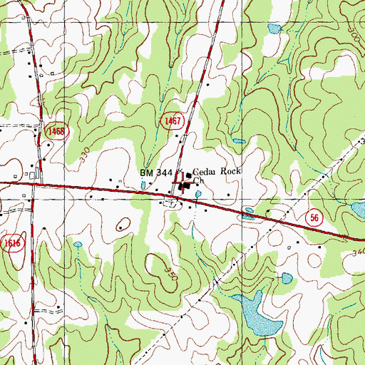 Topographic Map of Cedar Rock Church, NC