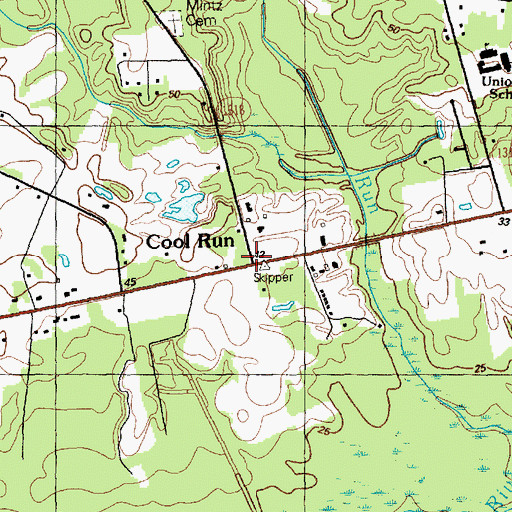 Topographic Map of Cool Run, NC