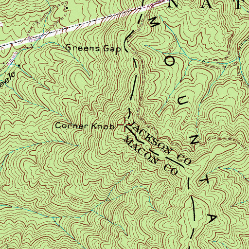 Topographic Map of Corner Knob, NC