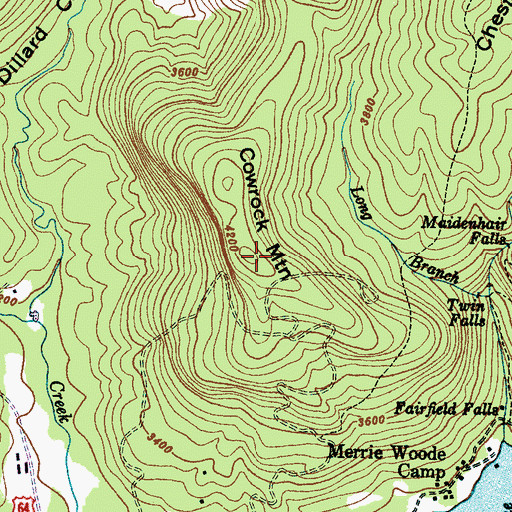 Topographic Map of Cowrock Mountain, NC