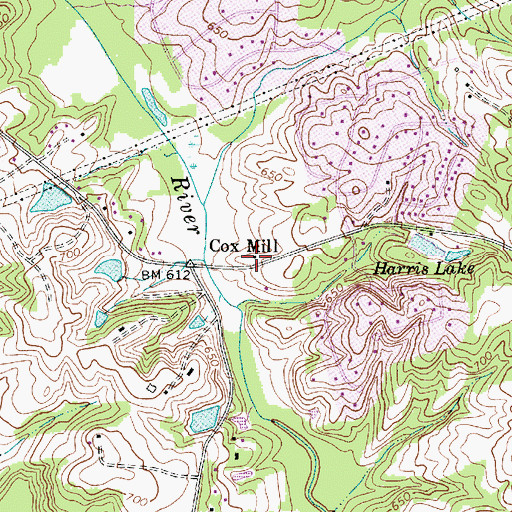 Topographic Map of Cox Mill, NC