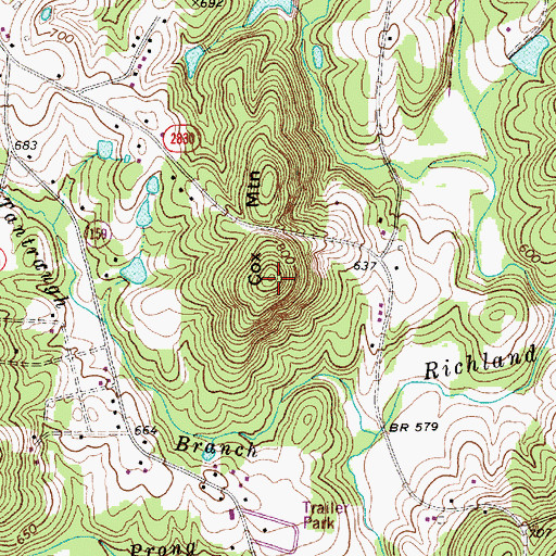 Topographic Map of Cox Mountain, NC