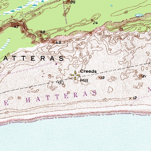 Topographic Map of Creeds Hill, NC