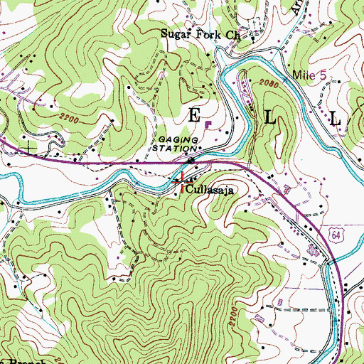 Topographic Map of Cullasaja, NC