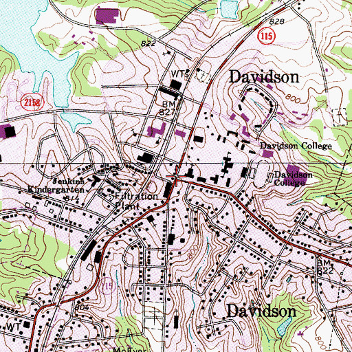 Topographic Map of Davidson, NC