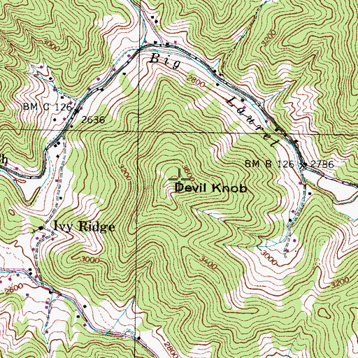 Topographic Map of Devil Knob, NC