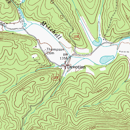 Topographic Map of Devotion, NC