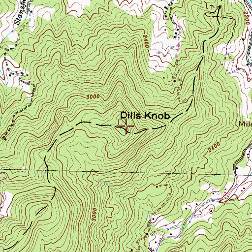 Topographic Map of Dills Knob, NC