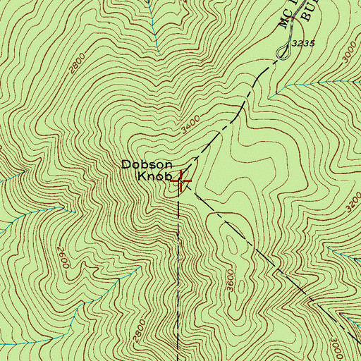 Topographic Map of Dobson Knob, NC