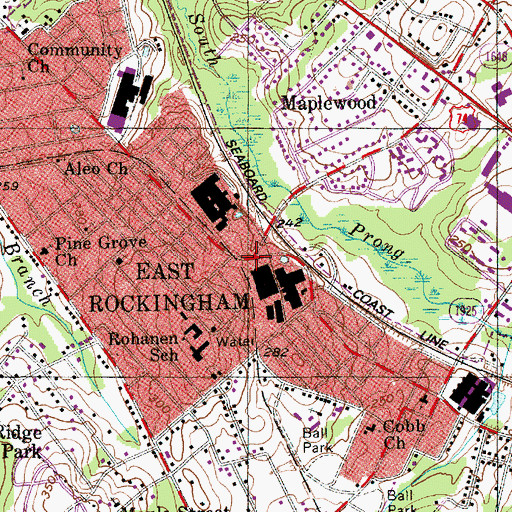 Topographic Map of East Rockingham, NC