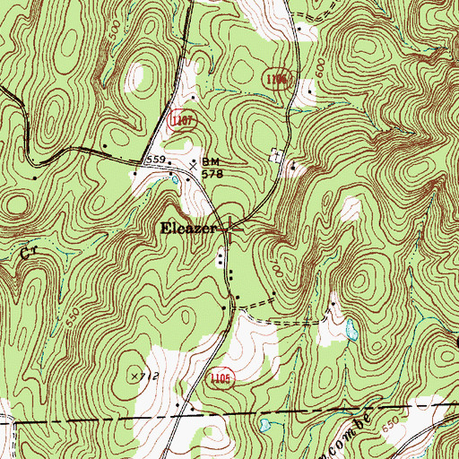 Topographic Map of Eleazer, NC