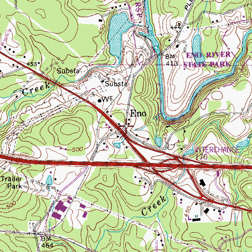 Topographic Map of Eno, NC