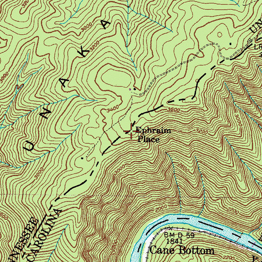 Topographic Map of Ephraim Place, NC