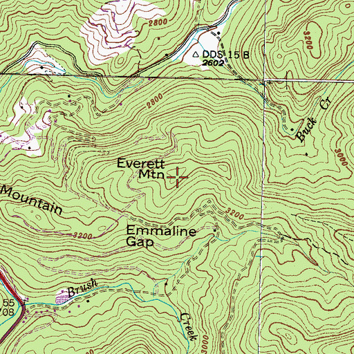 Topographic Map of Everett Mountain, NC