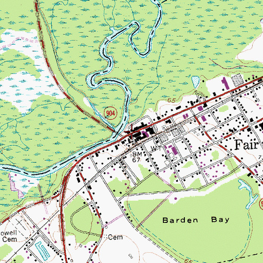 Topographic Map of Fair Bluff, NC