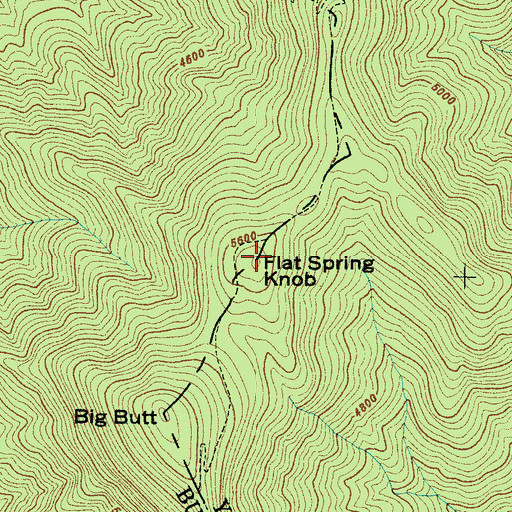 Topographic Map of Flat Spring Knob, NC