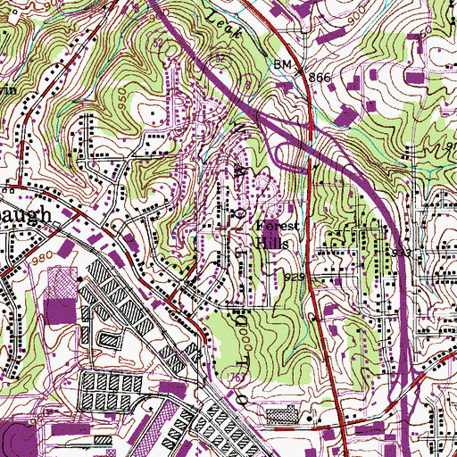 Topographic Map of Forest Hills, NC