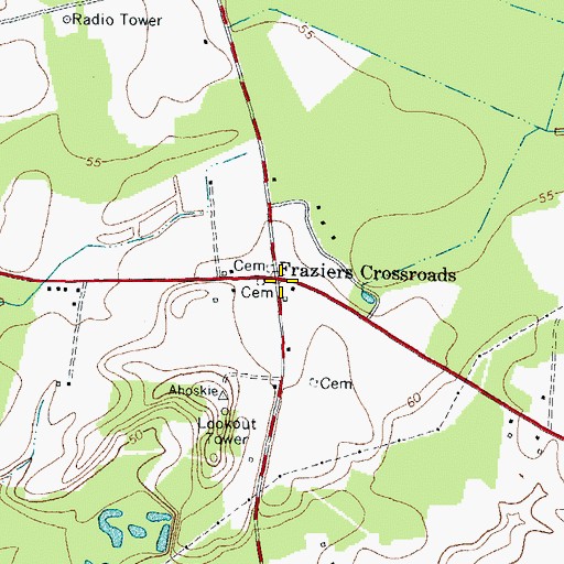 Topographic Map of Fraziers Crossroads, NC