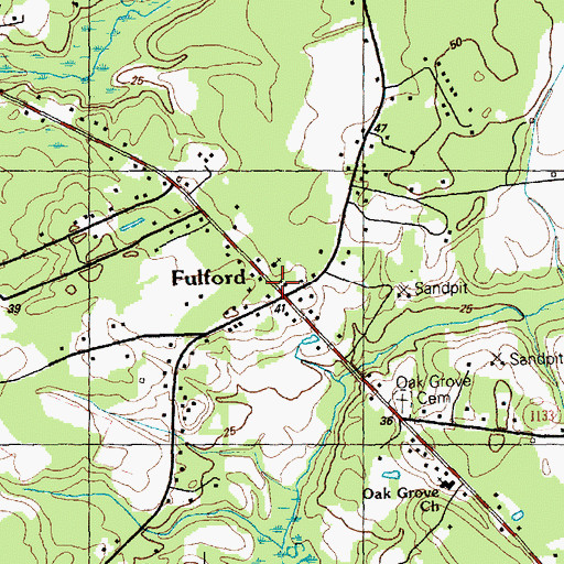 Topographic Map of Fulford, NC