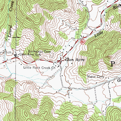 Topographic Map of Glen Ayre, NC