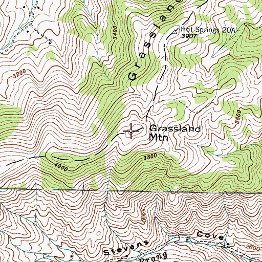 Topographic Map of Grassland Mountain, NC