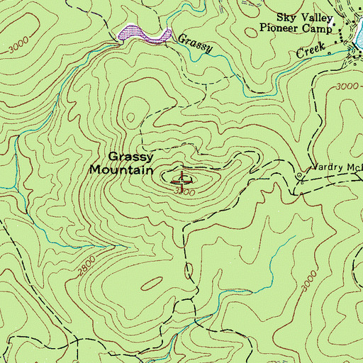 Topographic Map of Grassy Mountain, NC