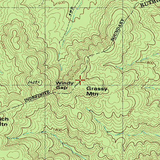 Topographic Map of Grassy Mountain, NC