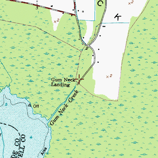 Topographic Map of Gum Neck Landing, NC