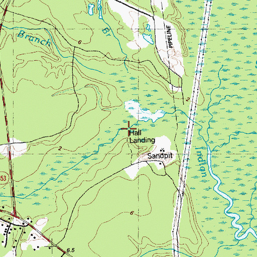 Topographic Map of Hall Landing, NC