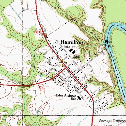 Topographic Map of Hamilton, NC