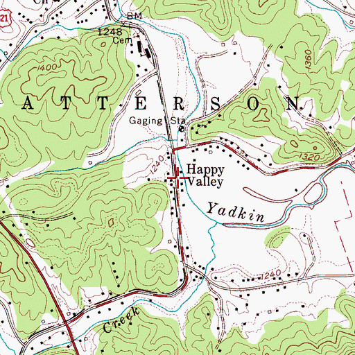 Topographic Map of Happy Valley, NC