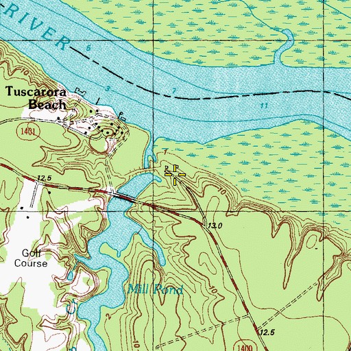 Topographic Map of Harrells Mill, NC