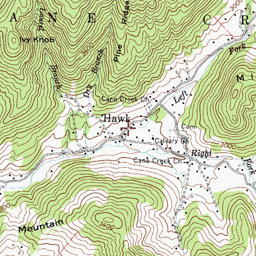 Topographic Map of Hawk, NC