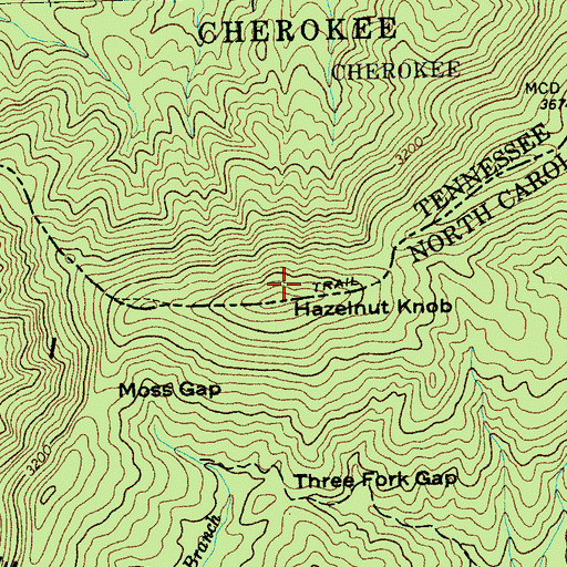 Topographic Map of Hazelnut Knob, NC