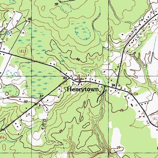 Topographic Map of Henrytown, NC