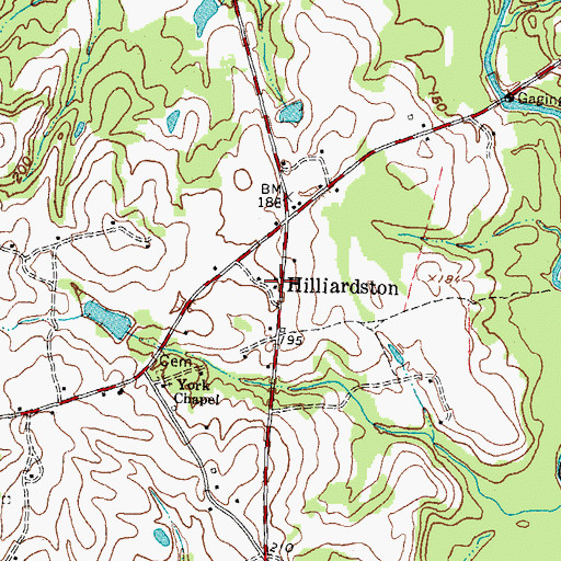 Topographic Map of Hilliardston, NC