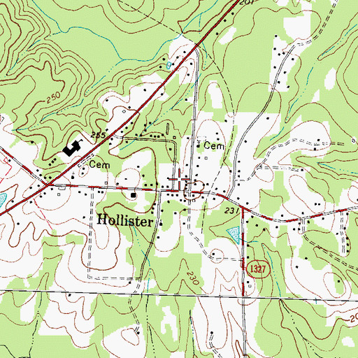 Topographic Map of Hollister, NC
