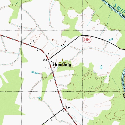 Topographic Map of Honolulu, NC